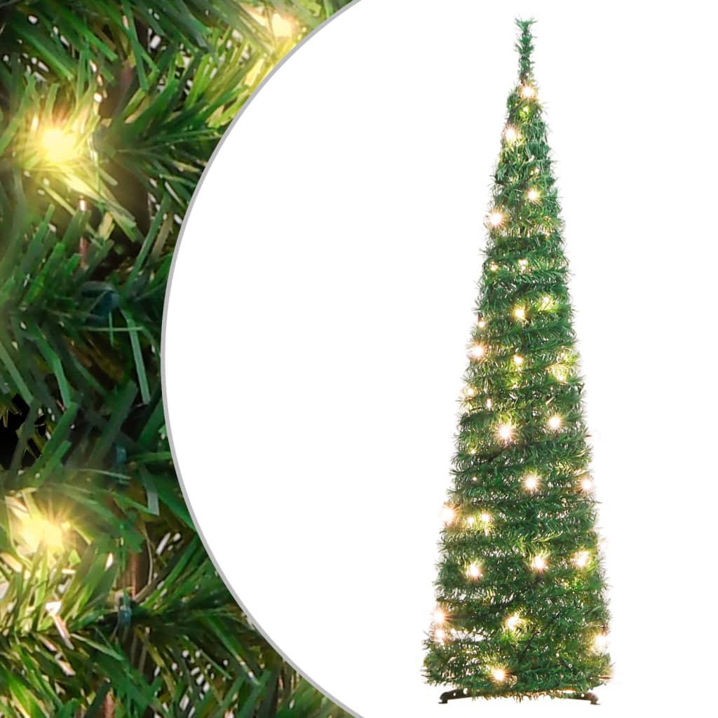 vidaXL Árbol de Navidad artificial desplegable 50 LED verde 120 cm