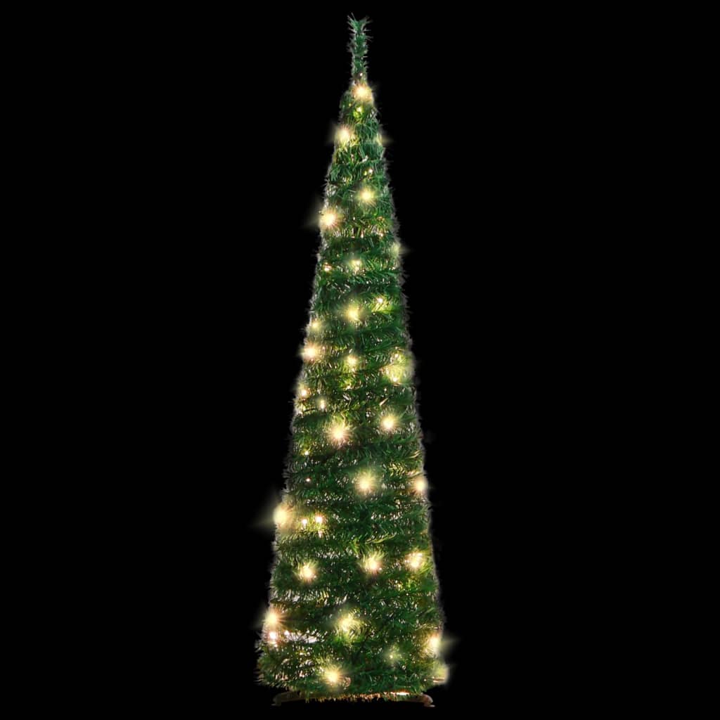 vidaXL Árbol de Navidad artificial desplegable 50 LED verde 120 cm