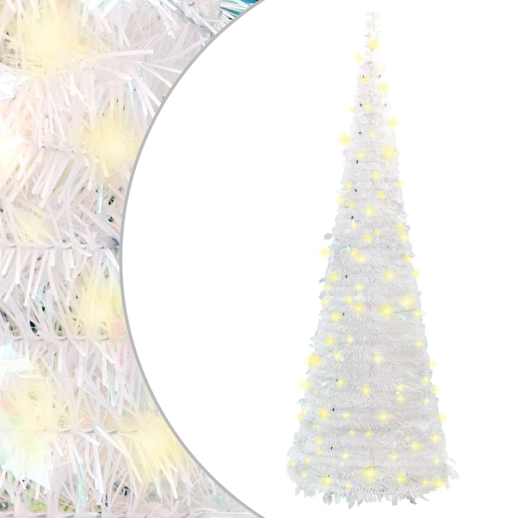 vidaXL Árbol de Navidad artificial desplegable 50 LED blanco 120 cm