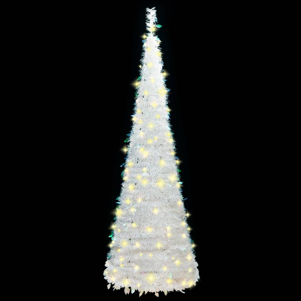 vidaXL Árbol de Navidad artificial desplegable 50 LED blanco 120 cm