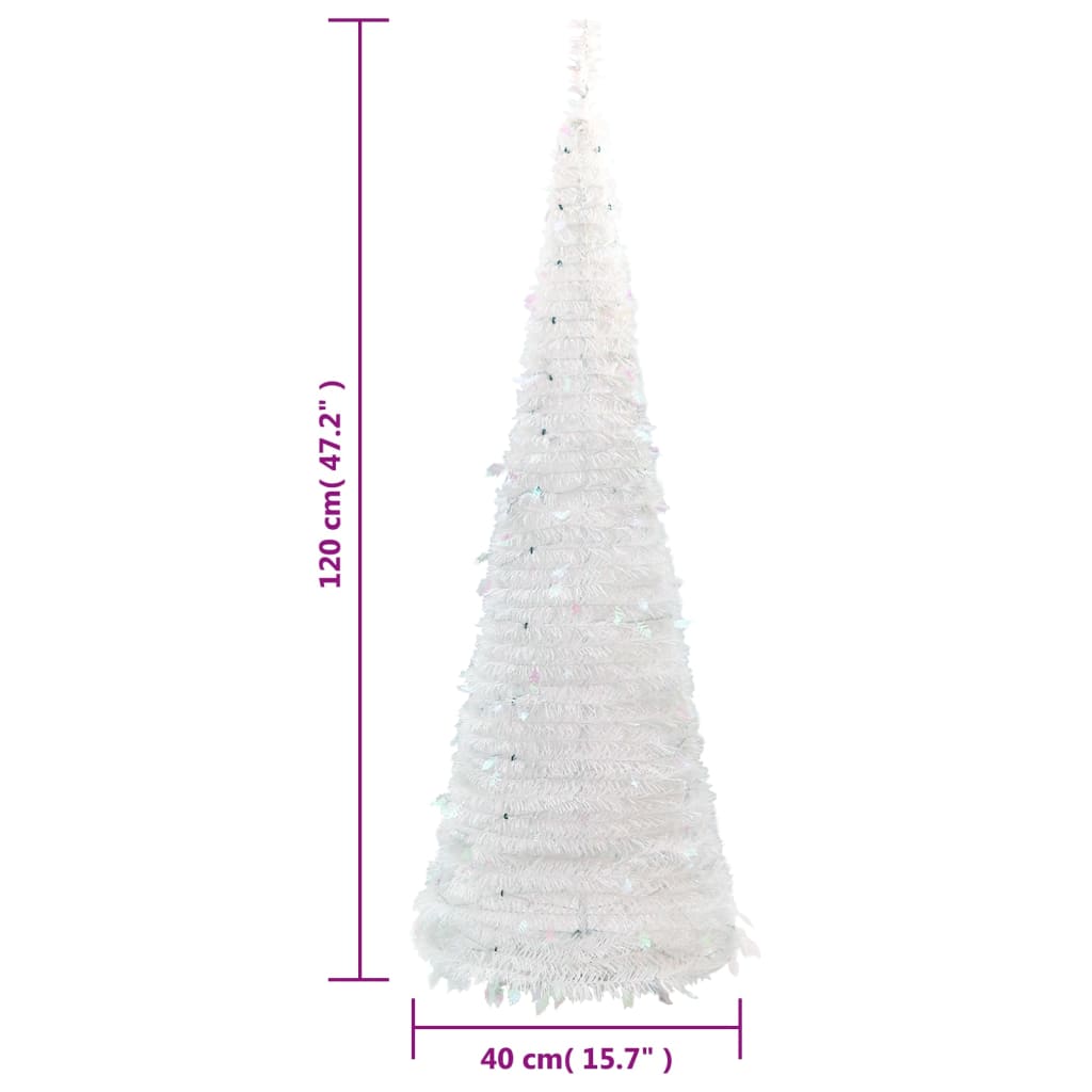 vidaXL Árbol de Navidad artificial desplegable 50 LED blanco 120 cm