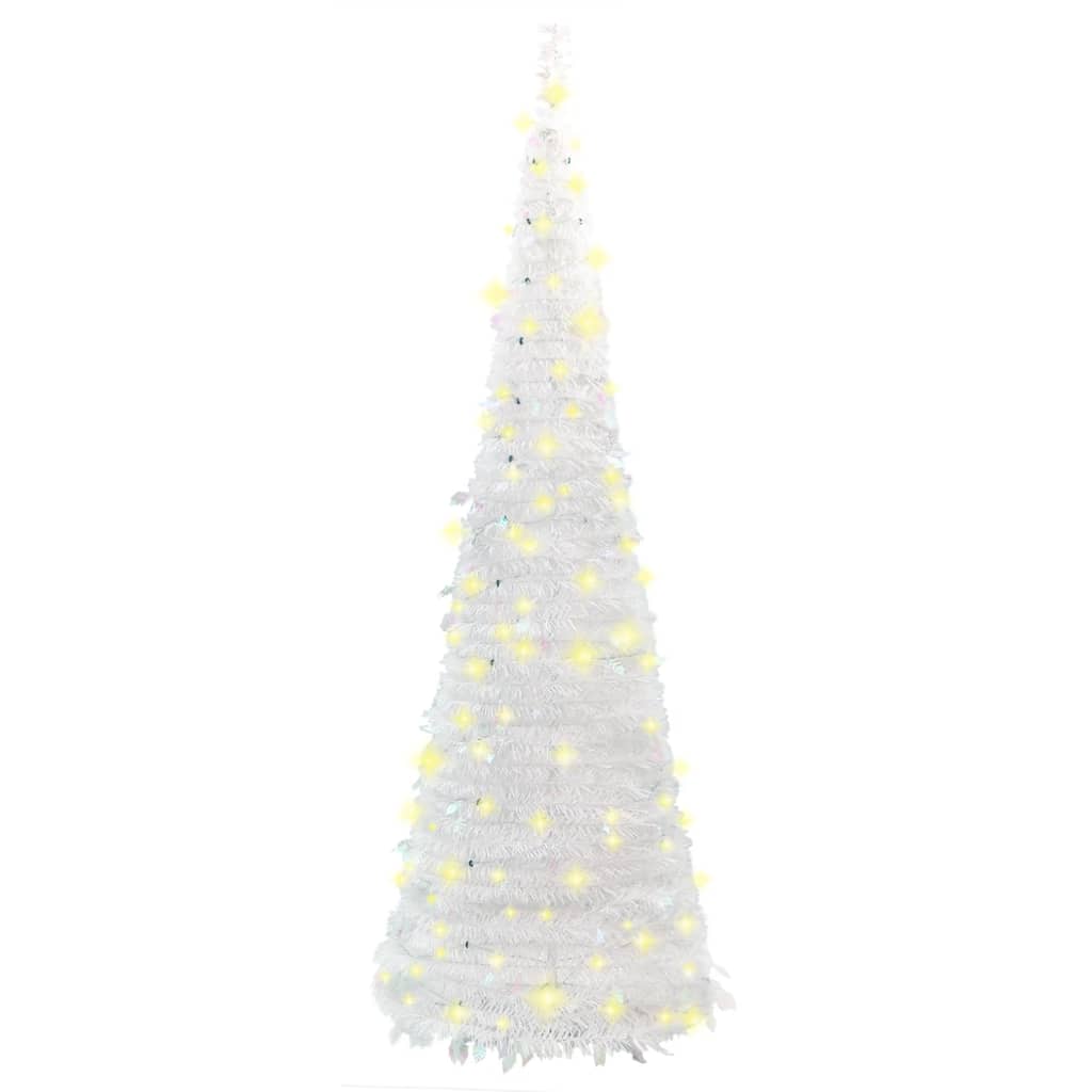 vidaXL Árbol de Navidad artificial desplegable 100 LED blanco 150 cm