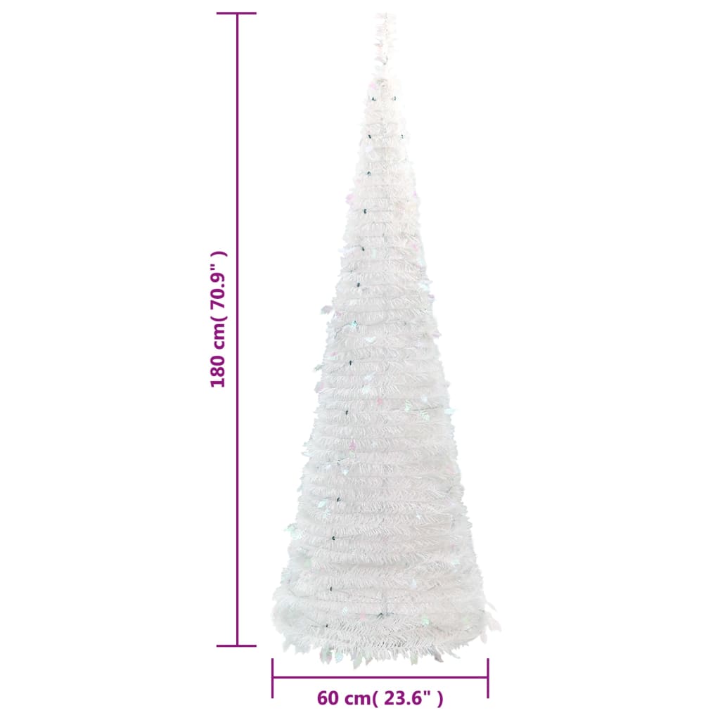 vidaXL Árbol de Navidad artificial desplegable 150 LED blanco 180 cm