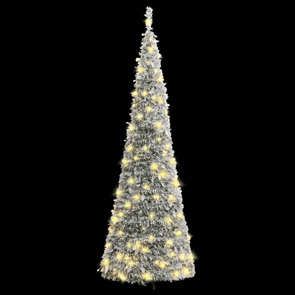 vidaXL Árbol de Navidad artificial desplegable con nieve 200 LED 210cm