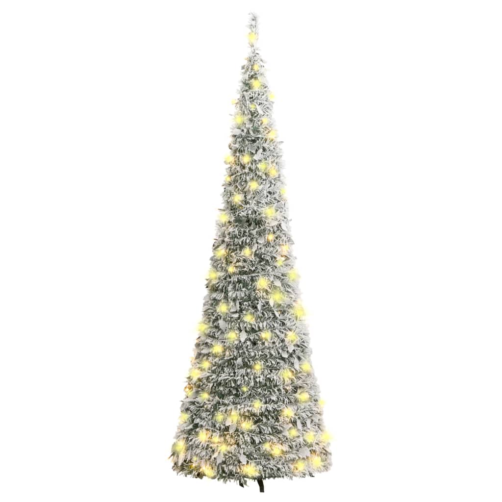 vidaXL Árbol de Navidad artificial desplegable con nieve 200 LED 210cm