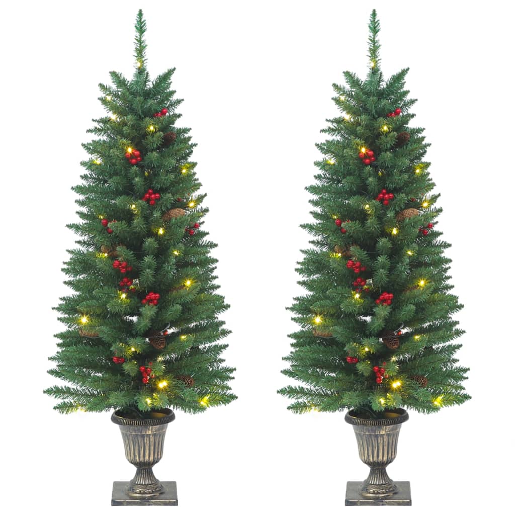 vidaXL Árboles de Navidad artificiales 2 uds 100 LED verde 120 cm