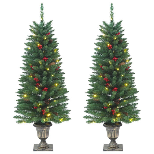 vidaXL Árboles de Navidad artificiales 2 uds 100 LED verde 120 cm