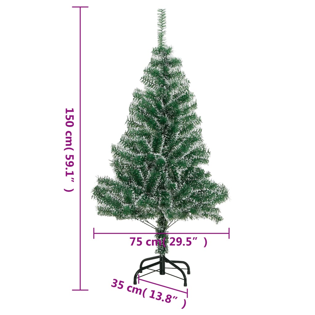 vidaXL Árbol de Navidad artificial verde con nieve 150 cm