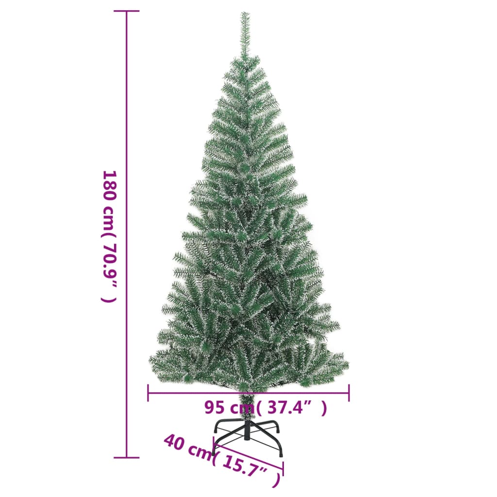 vidaXL Árbol de Navidad artificial verde con nieve 180 cm