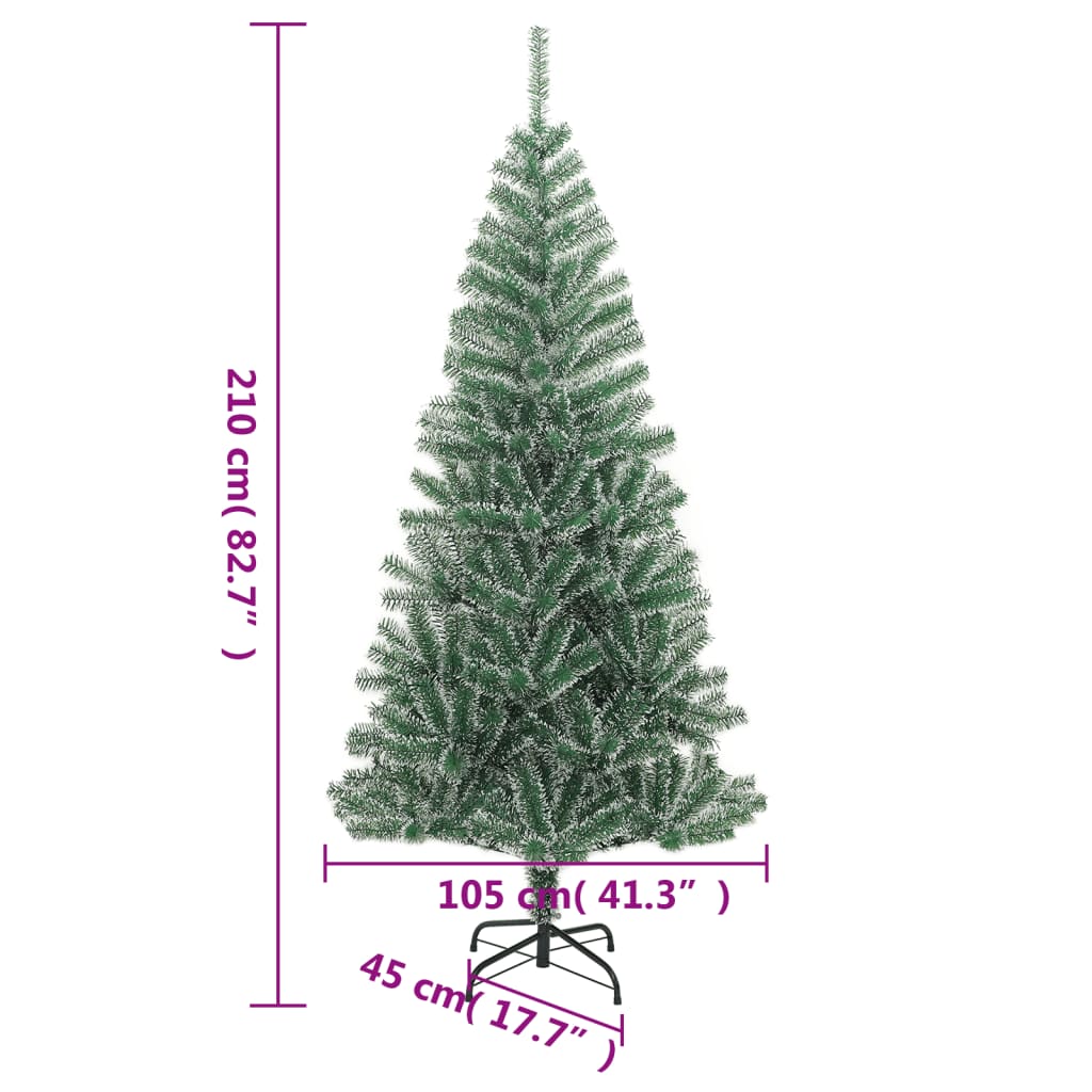 vidaXL Árbol de Navidad artificial verde con nieve 210 cm