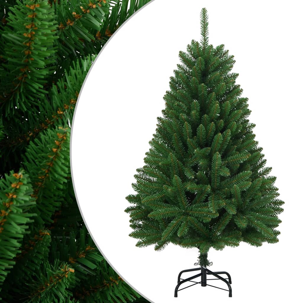 vidaXL Árbol de Navidad artificial con bisagras y soporte verde 120 cm