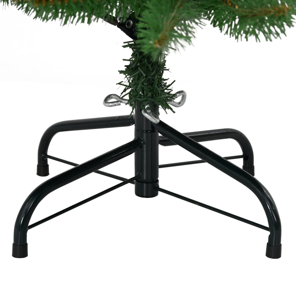 vidaXL Árbol de Navidad artificial con bisagras y soporte verde 120 cm