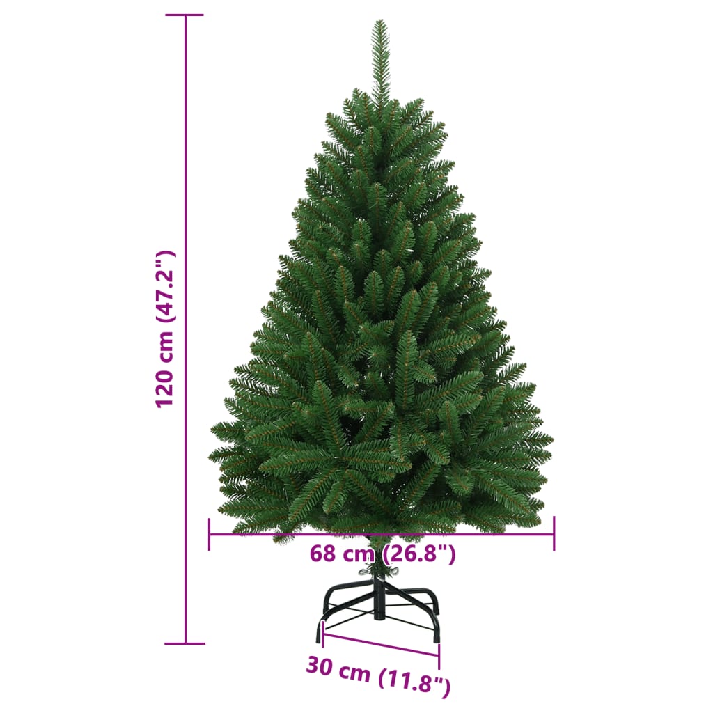 vidaXL Árbol de Navidad artificial con bisagras y soporte verde 120 cm