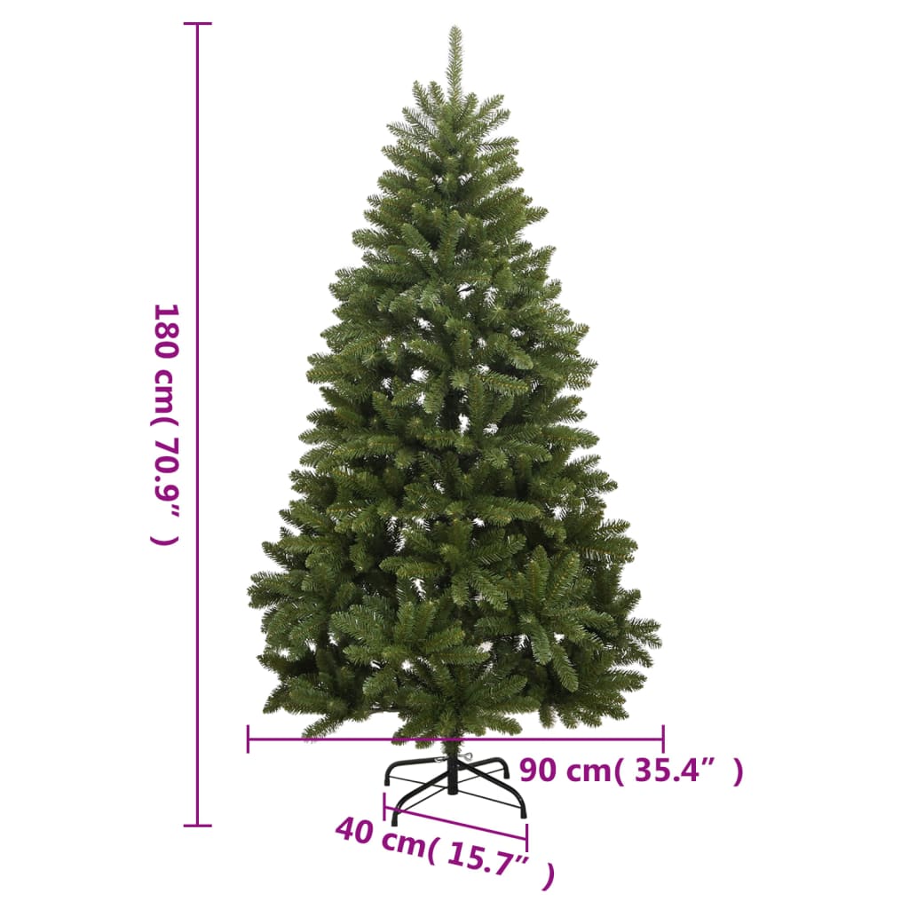 vidaXL Árbol de Navidad artificial con bisagras y soporte verde 180 cm