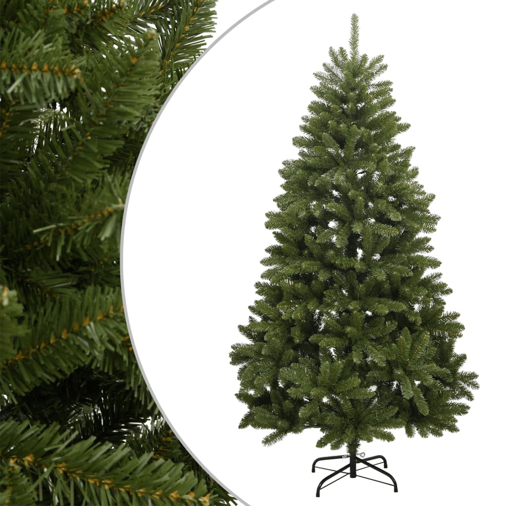 vidaXL Árbol de Navidad artificial con bisagras y soporte verde 210 cm