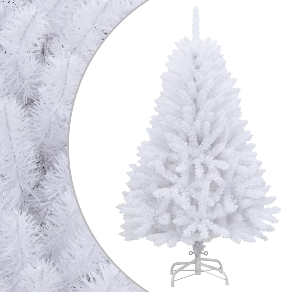 vidaXL Árbol de Navidad artificial con bisagras y soporte blanco 120cm