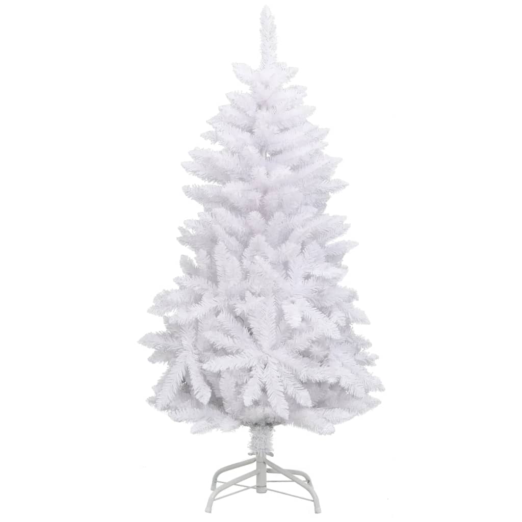 vidaXL Árbol de Navidad artificial con bisagras y soporte blanco 120cm