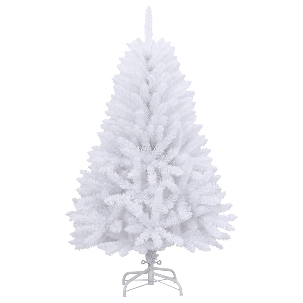 vidaXL Árbol de Navidad artificial con bisagras y soporte blanco 150cm