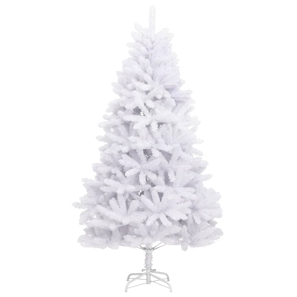 vidaXL Árbol de Navidad artificial con bisagras y soporte blanco 210cm