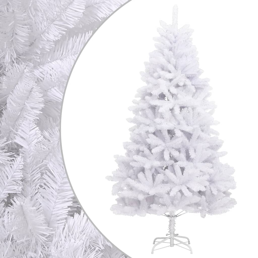 vidaXL Árbol de Navidad artificial con bisagras y soporte blanco 240cm