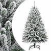 vidaXL Árbol de Navidad artificial con bisagras y nieve flocada 120 cm