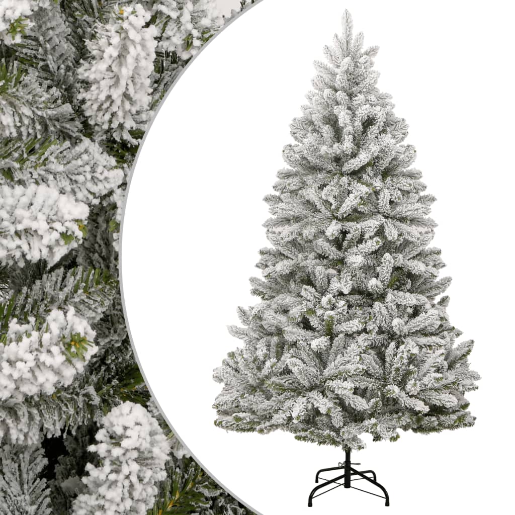 vidaXL Árbol de Navidad artificial con bisagras y nieve flocada 210 cm