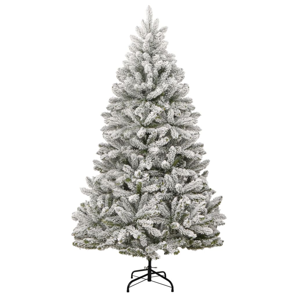 vidaXL Árbol de Navidad artificial con bisagras y nieve flocada 210 cm