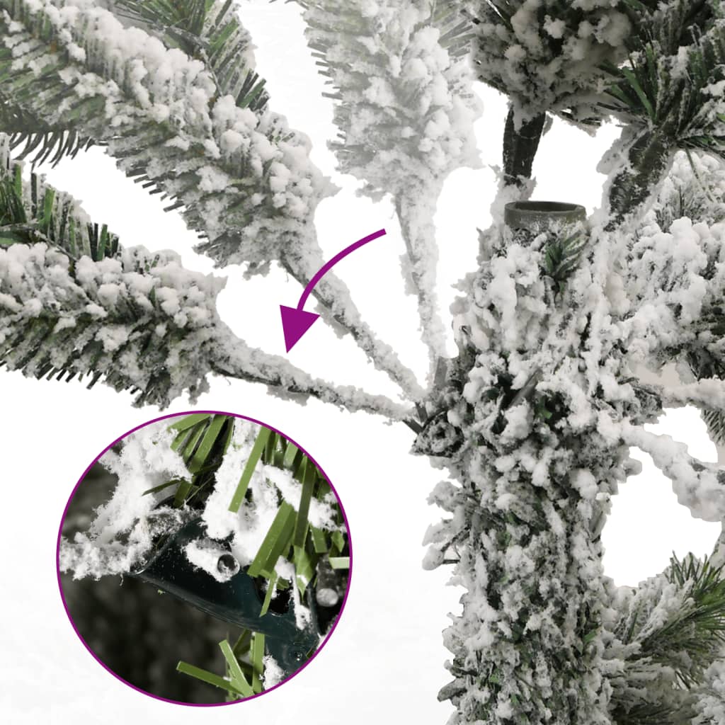 vidaXL Árbol de Navidad artificial con bisagras y nieve flocada 210 cm