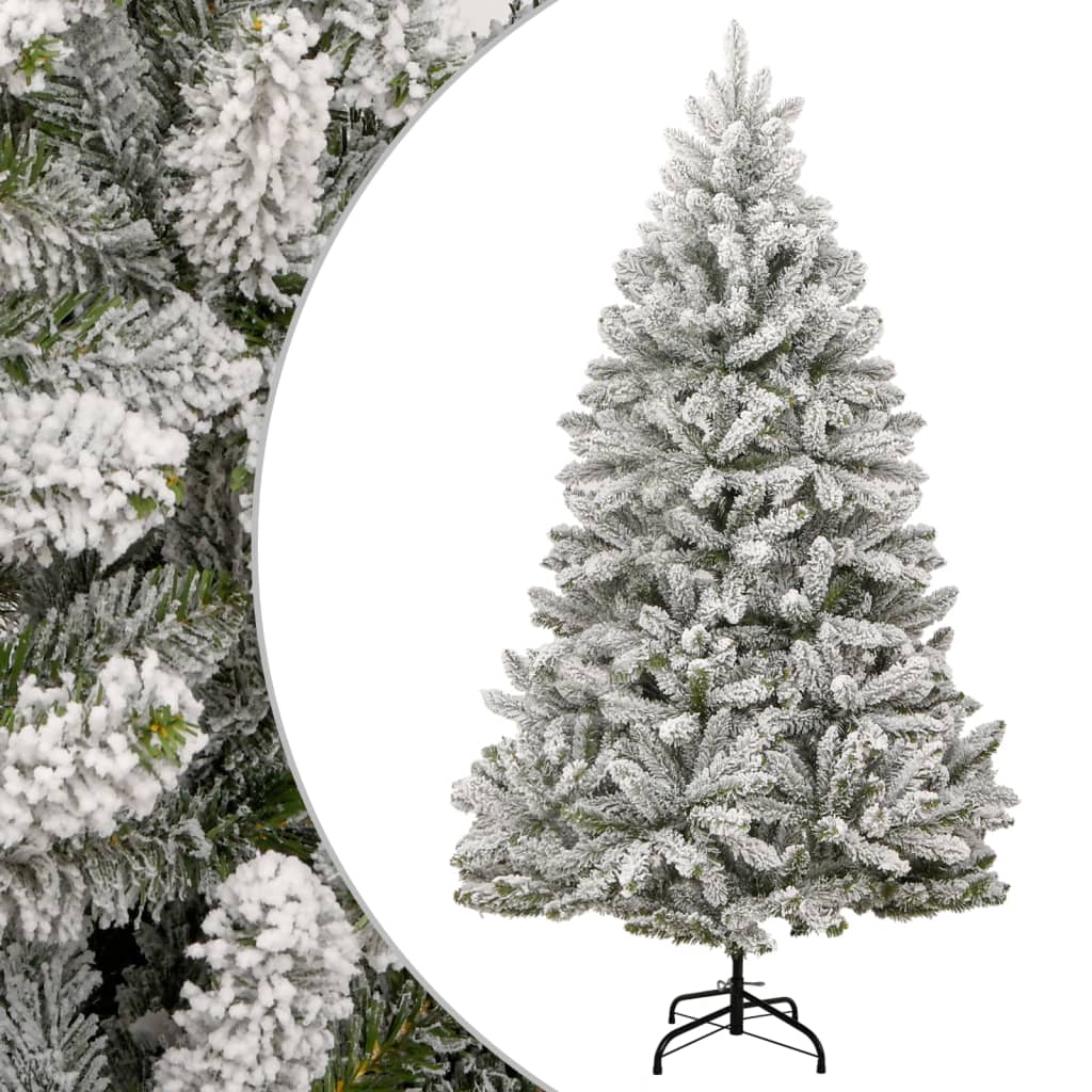 vidaXL Árbol de Navidad artificial con bisagras y nieve flocada 240 cm