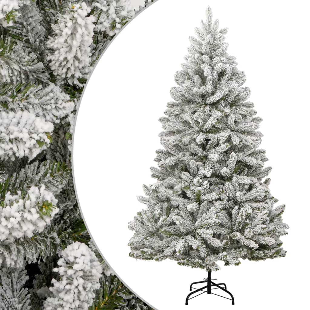 vidaXL Árbol de Navidad artificial con bisagras y nieve flocada 270 cm