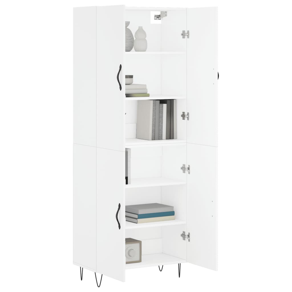 vidaXL Aparador alto madera contrachapada blanco 69,5x34x180 cm