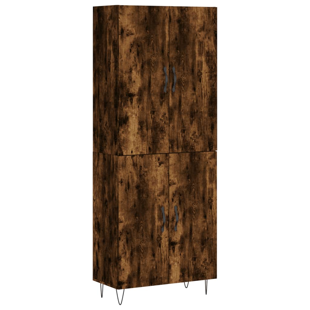 vidaXL Aparador alto madera contrachapada roble ahumado 69,5x34x180 cm