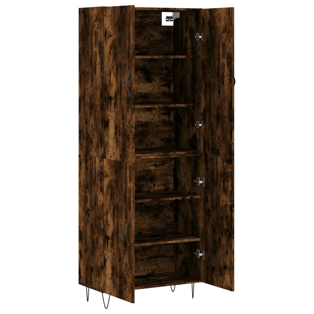 vidaXL Aparador alto madera contrachapada roble ahumado 69,5x34x180 cm