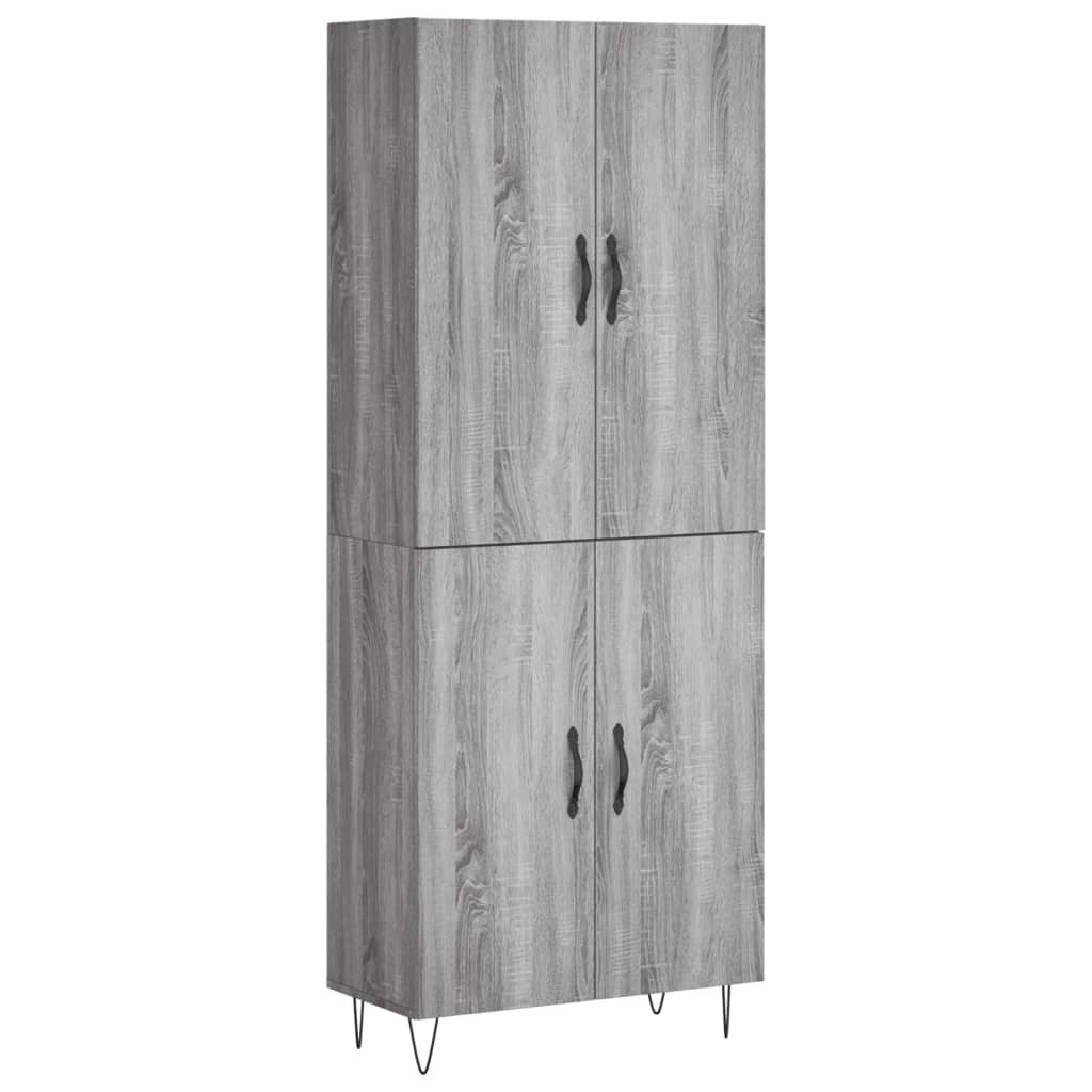 vidaXL Aparador alto madera contrachapada gris sonoma 69,5x34x180 cm