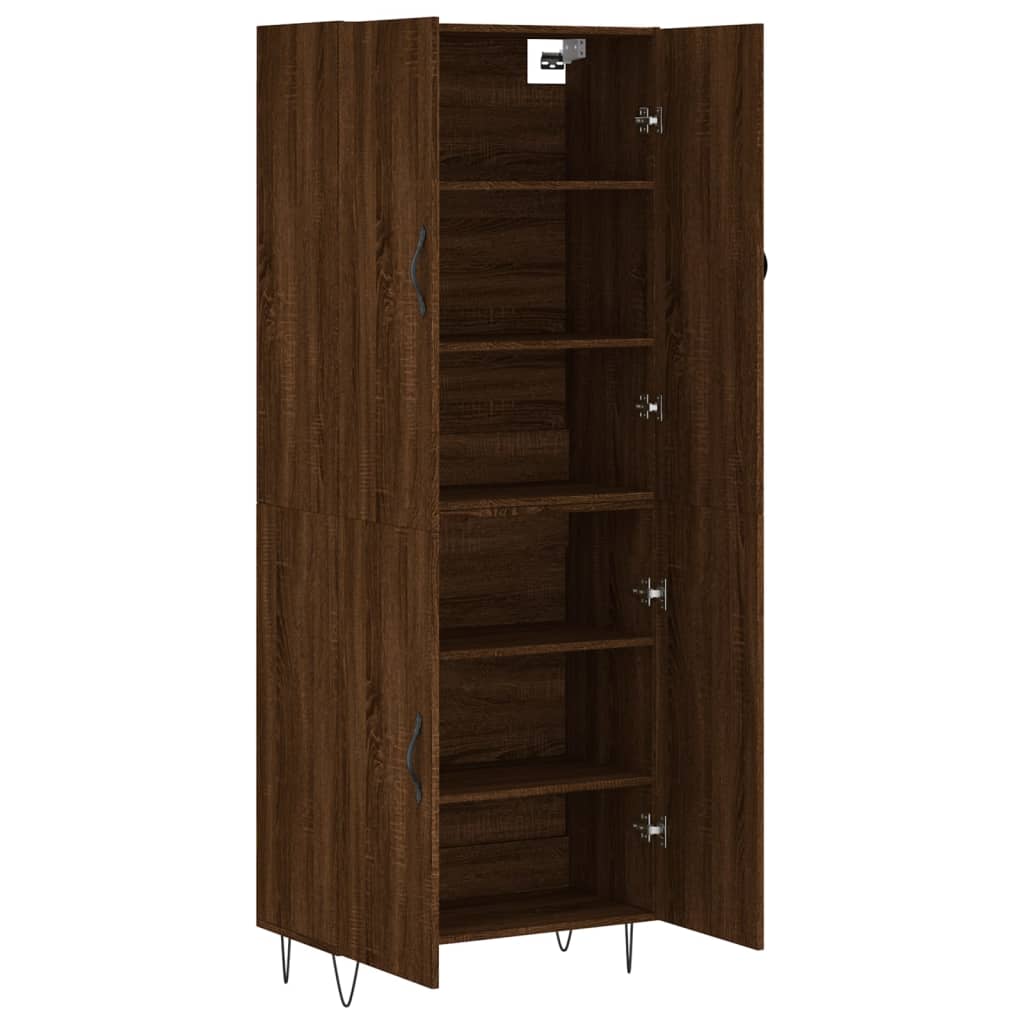 vidaXL Aparador alto madera contrachapada marrón roble 69,5x34x180 cm