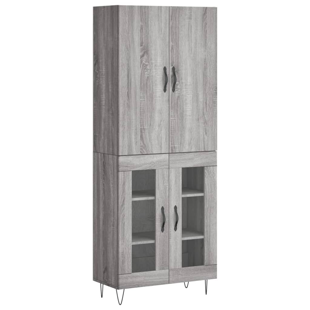 vidaXL Aparador alto madera contrachapada gris sonoma 69,5x34x180 cm