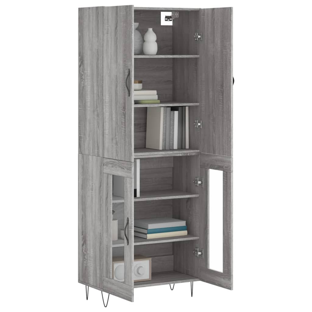 vidaXL Aparador alto madera contrachapada gris sonoma 69,5x34x180 cm