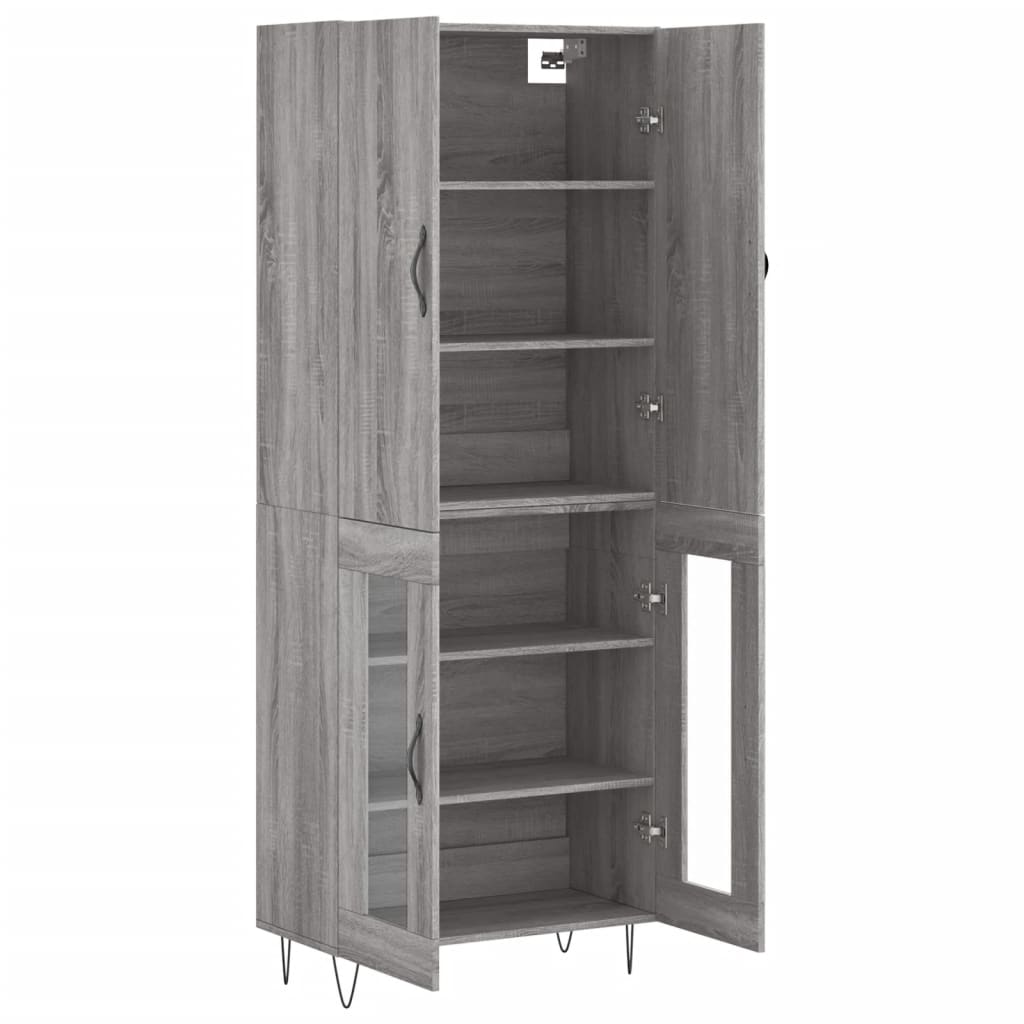 vidaXL Aparador alto madera contrachapada gris sonoma 69,5x34x180 cm