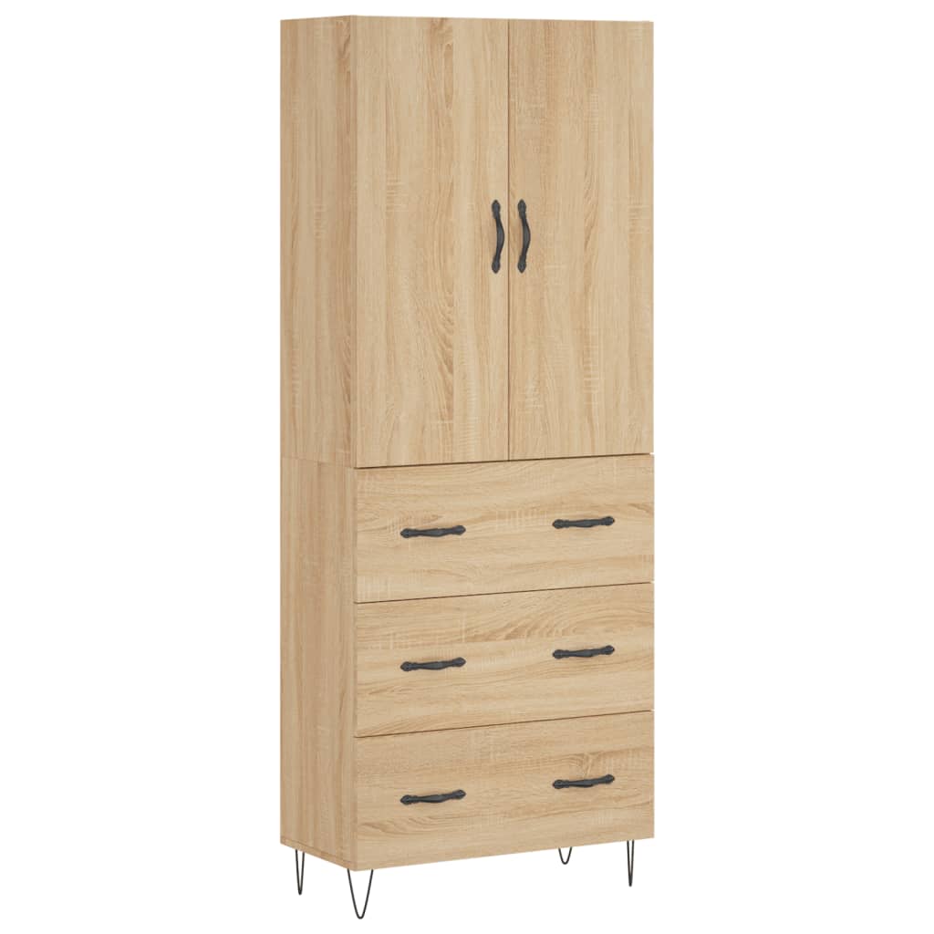 vidaXL Aparador alto madera contrachapada color roble 69,5x34x180 cm