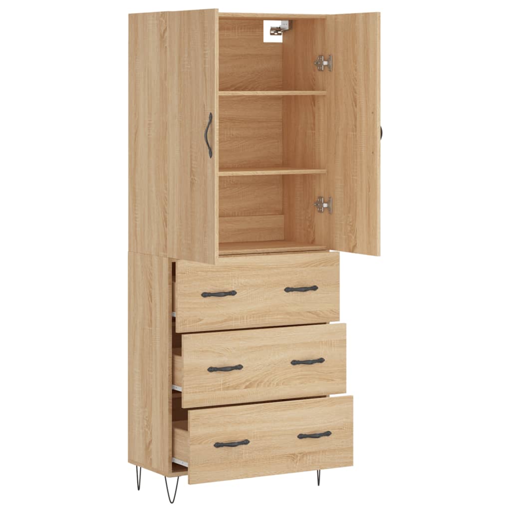 vidaXL Aparador alto madera contrachapada color roble 69,5x34x180 cm