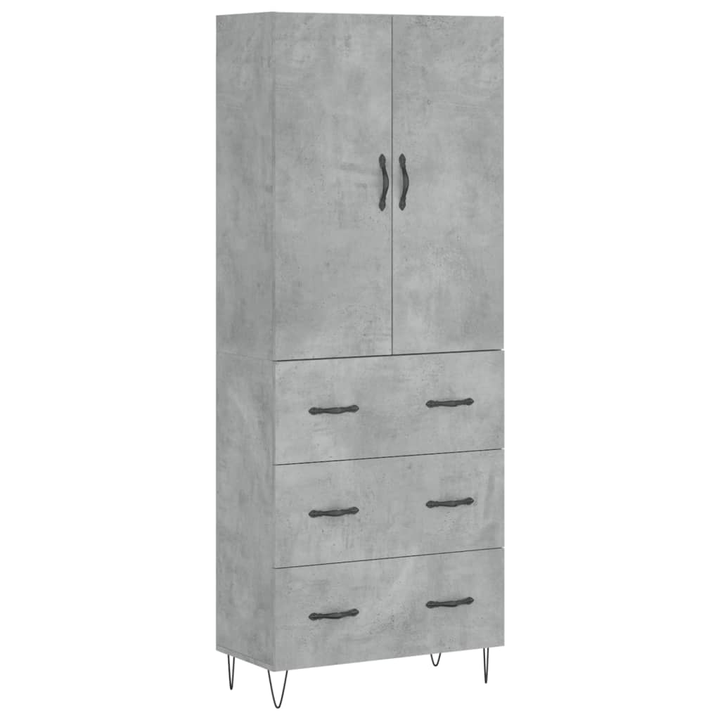 vidaXL Aparador alto madera contrachapada gris hormigón 69,5x34x180 cm