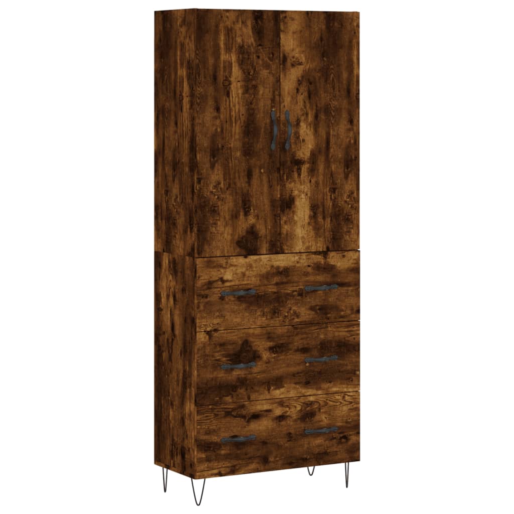 vidaXL Aparador alto madera contrachapada roble ahumado 69,5x34x180 cm