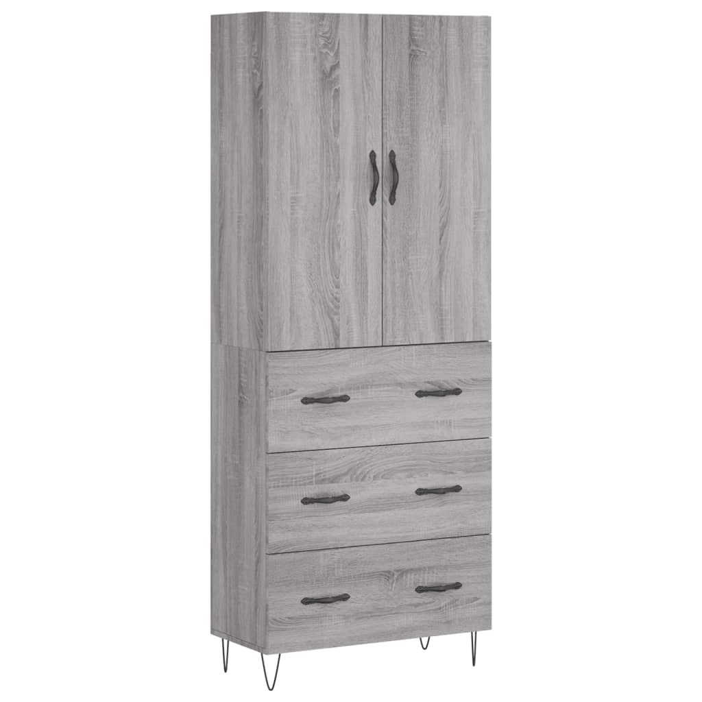 vidaXL Aparador alto madera contrachapada gris sonoma 69,5x34x180 cm