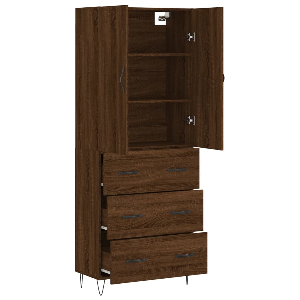 vidaXL Aparador alto madera contrachapada marrón roble 69,5x34x180 cm