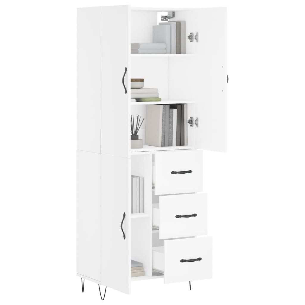 vidaXL Aparador alto madera contrachapada blanco 69,5x34x180 cm