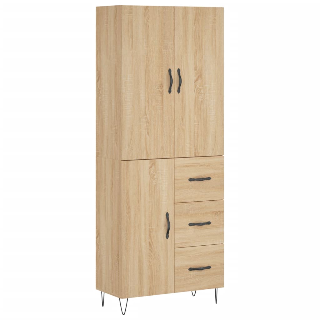 vidaXL Aparador alto madera contrachapada color roble 69,5x34x180 cm