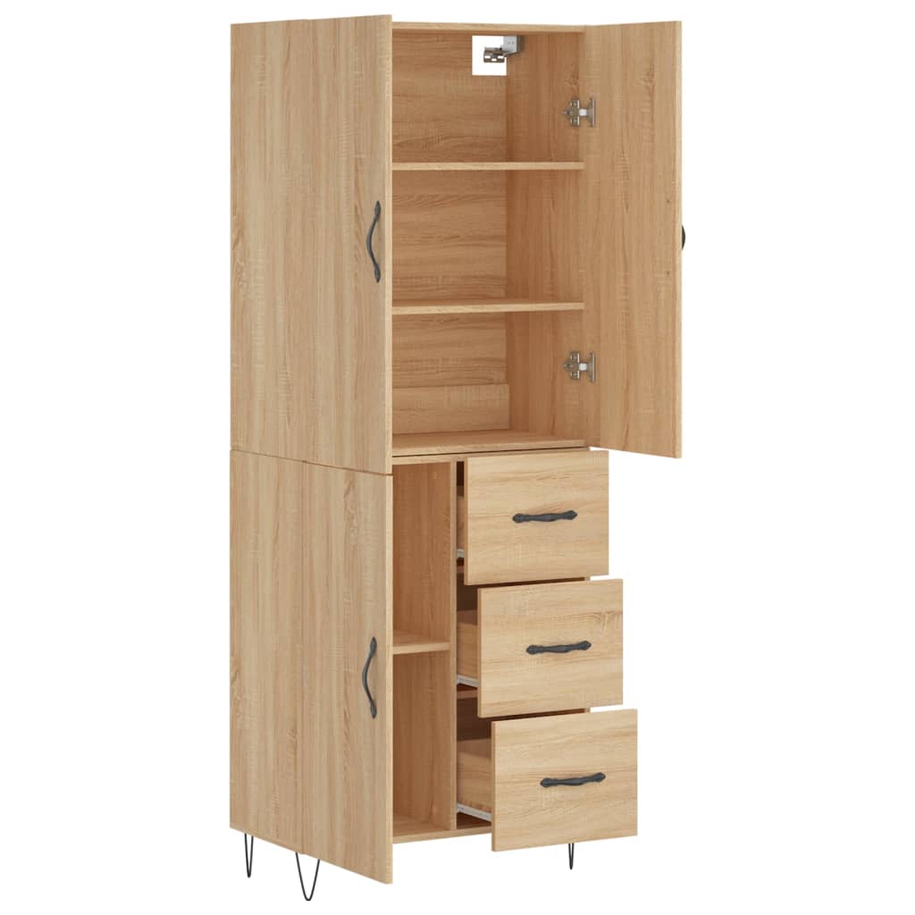 vidaXL Aparador alto madera contrachapada color roble 69,5x34x180 cm