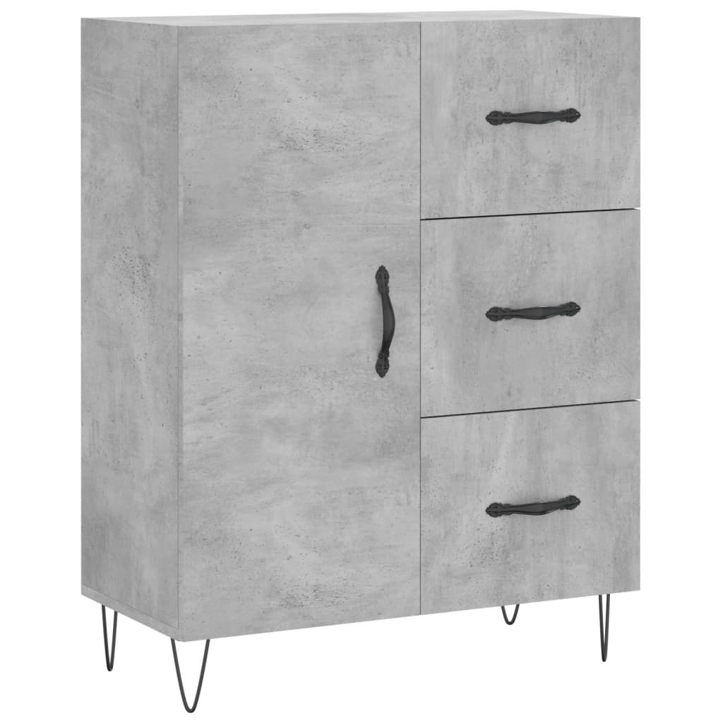 vidaXL Aparador alto madera contrachapada gris hormigón 69,5x34x180 cm