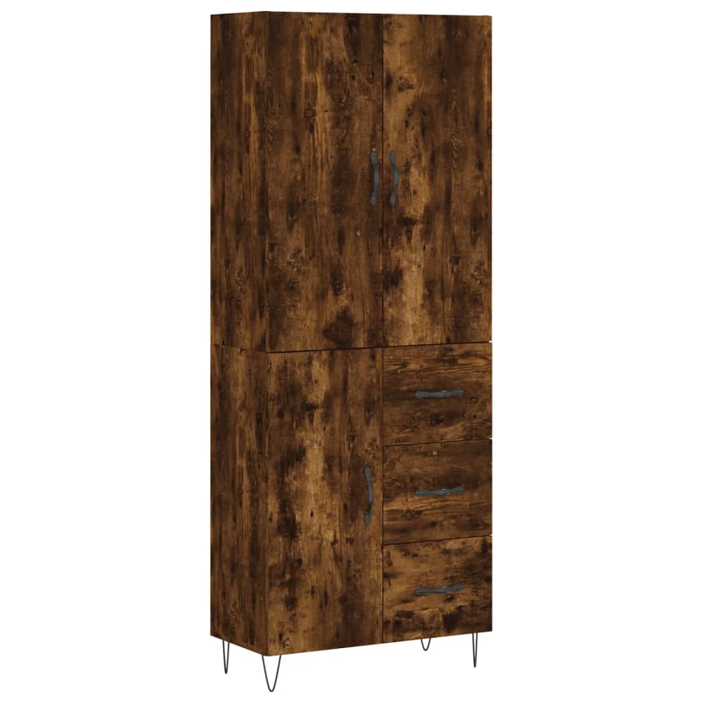 vidaXL Aparador alto madera contrachapada roble ahumado 69,5x34x180 cm