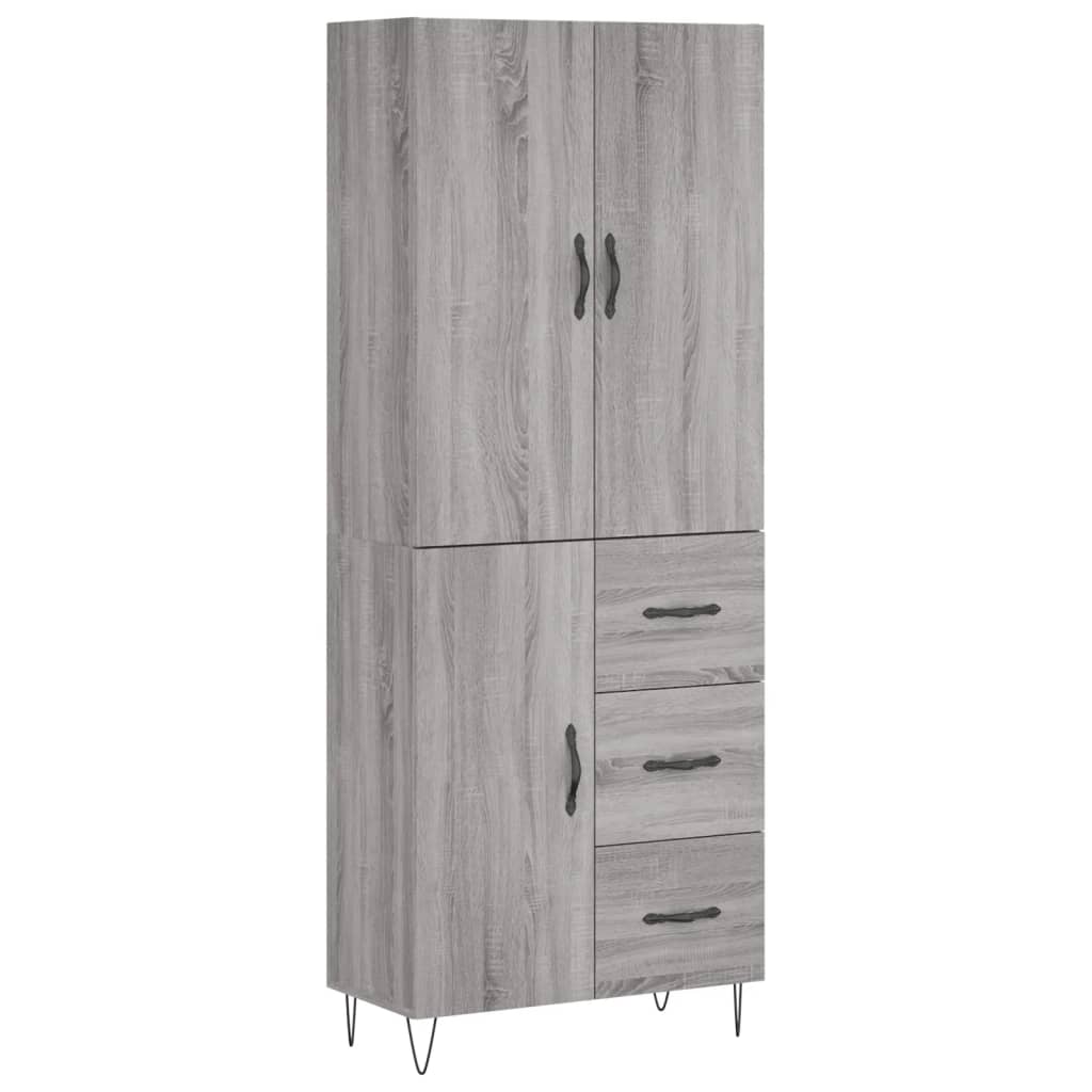 vidaXL Aparador alto madera contrachapada gris sonoma 69,5x34x180 cm